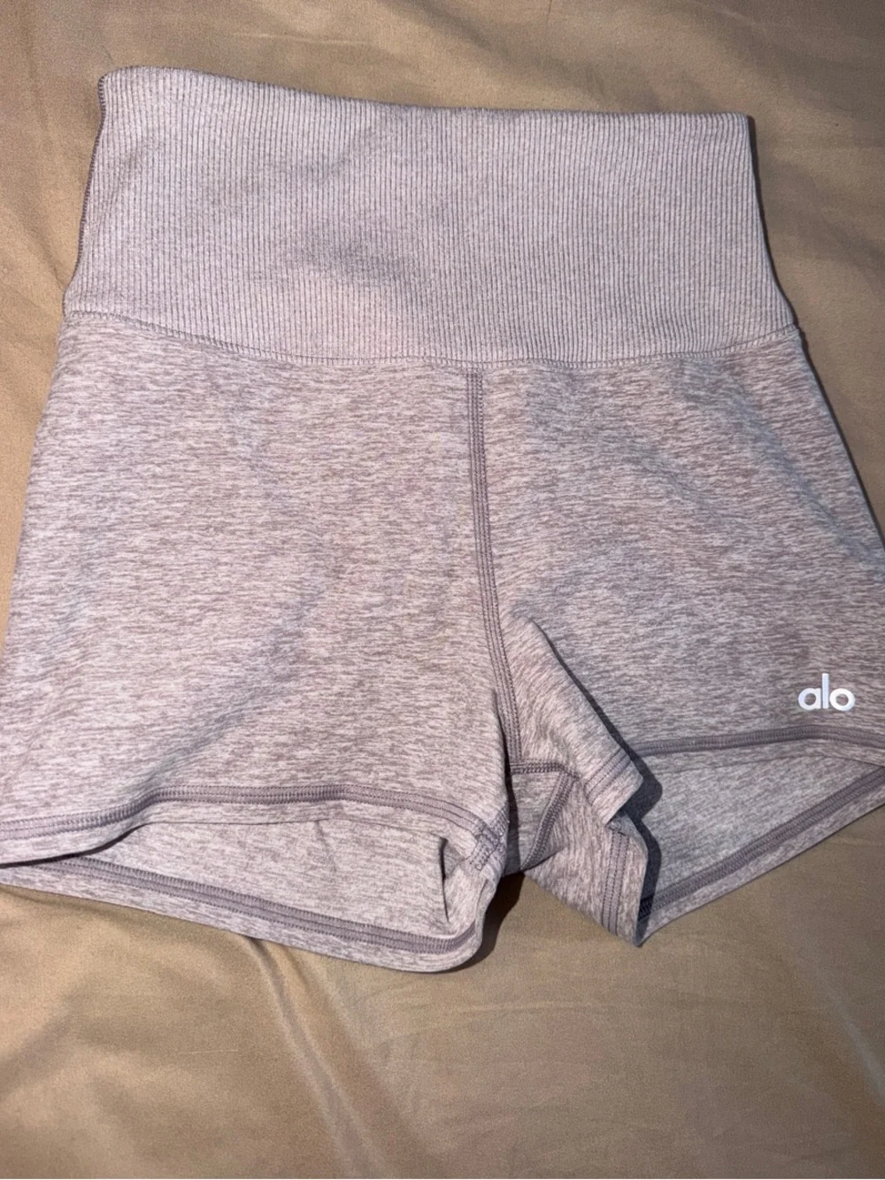 ALO Yoga High-Rise Heather Light Gray Athletic Shorts